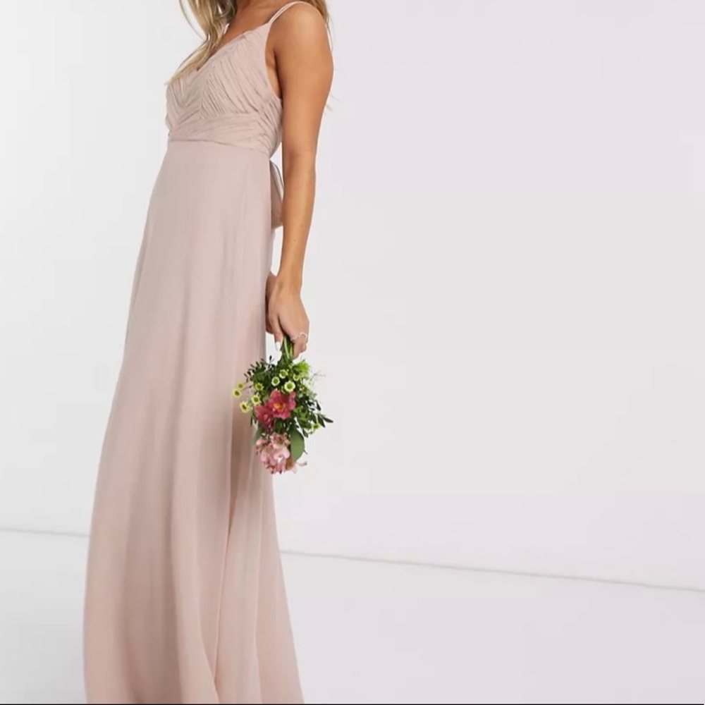 ASOS Bridesmaid cami maxi dress with ruched bodice and tie waist. Womens 14